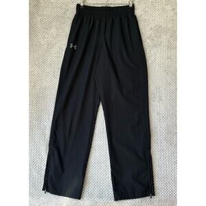 Under Armour Heat Gear Pants Women S Black Wide Leg Track Zip Boot Lined Pockets